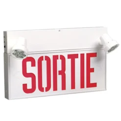 Emergi-Lite 2-Light Security Light With French Exit Sign - LED
