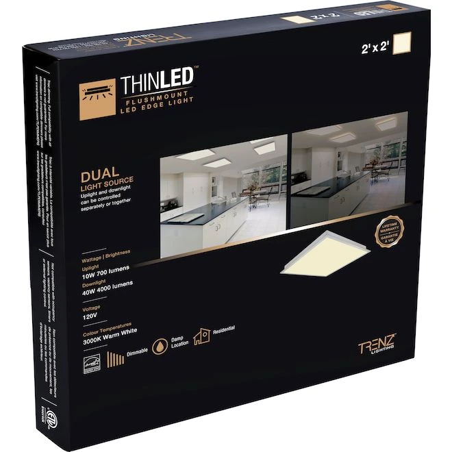 Trenz ThinLED Square Flushmount Panel 2-ft X 2-ft Warm White 1 Trenz ThinLED Square Flushmount Panel 2-ft X 2-ft Warm White