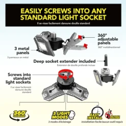 Bell + Howell Black 7-in 5500 Lumens Tribust Socket LED Light -Globe Lite Shop 11815071d L