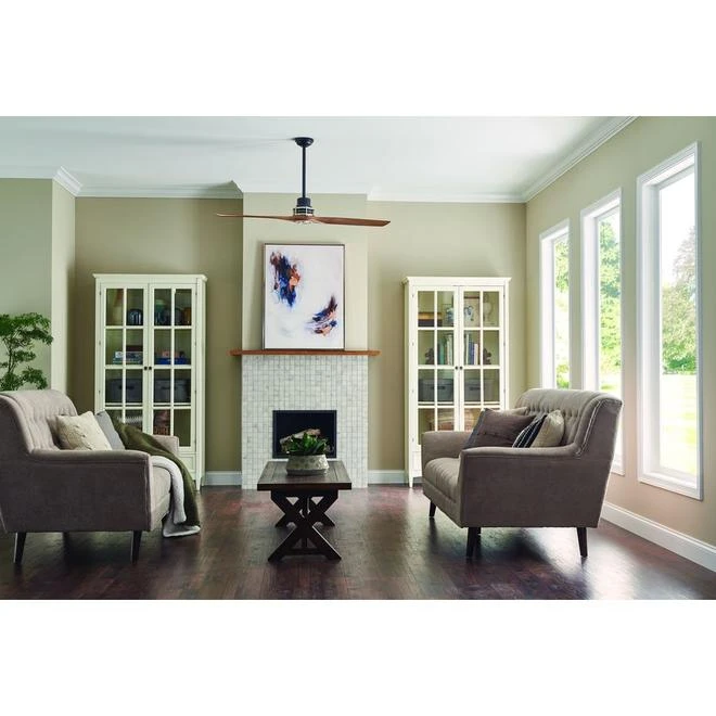 Kichler 56-in Satin Black Indoor Residential Ceiling Fan - Remote Control Included (2-Blades) 3 Kichler 56-in Satin Black Indoor Residential Ceiling Fan - Remote Control Included (2-Blades) - Image 3