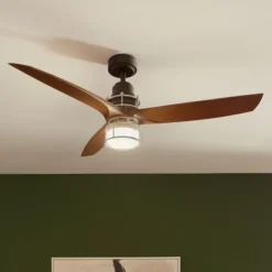 Kichler 54-in Satin Bronze Ceiling Fan With LED Light And Remote Included (3-Blade) 6 Kichler 54-in Satin Bronze Ceiling Fan With LED Light And Remote Included (3-Blade) -Globe Lite Shop 31885165d L