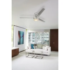 Harbor Breeze 56-in Brushed Nickel Ceiling Fan With LED Light And Remote (3-Blade) -Globe Lite Shop 31955278c L