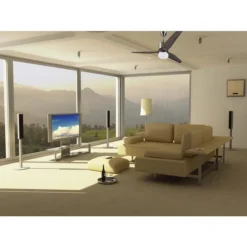 Harbor Breeze Fairwind 60-in Brushed Nickel Indoor/Outdoor Ceiling Fan With Light Kit -Globe Lite Shop 31955459e L