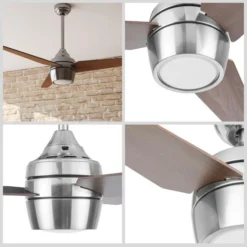 Harbor Breeze Otter Creek 52-in Brushed Nickel Ceiling Fan - LED (3 Reversible Blades) -Globe Lite Shop 32018011c L