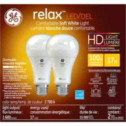 GE Relax HD Soft White 100W Replacement LED White General Purpose A21 Light Bulbs (2-Pack) 9 GE Relax HD Soft White 100W Replacement LED White General Purpose A21 Light Bulbs (2-Pack) -Globe Lite Shop 32019257 L
