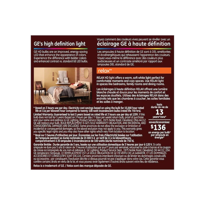 GE Relax HD Soft White 100W Replacement LED White General Purpose A21 Light Bulbs (2-Pack) 1 GE Relax HD Soft White 100W Replacement LED White General Purpose A21 Light Bulbs (2-Pack)