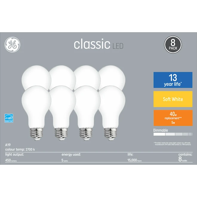 GE Soft White 40W Replacement LED Light Bulbs General Purpose A19 (8-Pack) 2 GE Soft White 40W Replacement LED Light Bulbs General Purpose A19 (8-Pack) - Image 2