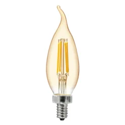 GE Vintage Warm Candle Light 60W Replacement LED Amber Finish Straight Filament Candelabra Base CAC Light Bulbs (2-Pack) -Globe Lite Shop 32285079b L