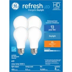 GE Refresh HD Daylight 40W Replacement LED General Purpose A19 Bulb (4-Pack)