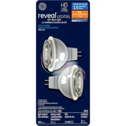 GE Reveal HD+ Colour-Enhancing 50W Replacement LED Indoor Floodlight MR16 Light Bulb (2-Pack) -Globe Lite Shop 32285103 L