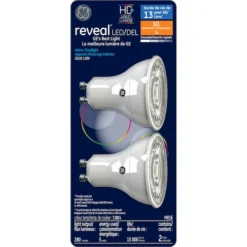 GE Reveal HD+ Colour-Enhancing 50W Replacement LED Indoor Floodlight GU10 Base MR16 Light Bulbs (2-Pack) -Globe Lite Shop 32285110 L