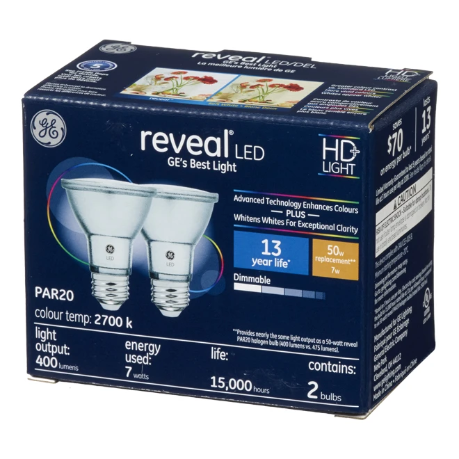 GE Reveal HD+ Colour-Enhancing 50W Replacement LED Indoor Floodlight PAR20 Bulbs (2-Pack) 2 GE Reveal HD+ Colour-Enhancing 50W Replacement LED Indoor Floodlight PAR20 Bulbs (2-Pack) - Image 2
