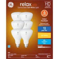 GE Relax HD Soft White 65W Replacement LED Light Bulbs Indoor Floodlight BR30 (6-Pack) -Globe Lite Shop 32285152a L