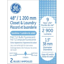 GE Sunshine 40W Fluorescent G13 Base 48-in T12 Tubes (2-Pack)