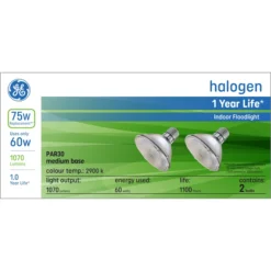 GE Warm White 75W Replacement Halogen Indoor Floodlight Short Neck PAR30 Light Bulbs (2-Pack)