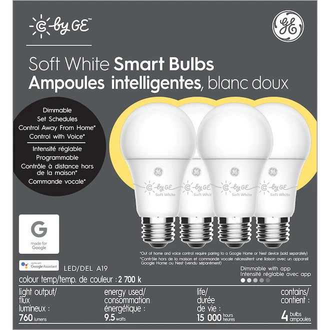 C By GE 60 W Replacement Soft White A19 Smart LED Bulbs (4-pack) 4 C By GE 60 W Replacement Soft White A19 Smart LED Bulbs (4-pack) - Image 4