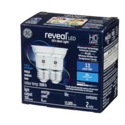 GE Reveal HD+ Colour-Enhancing 60W Replacement LED Indoor Floodlight PAR16 Light Bulbs (2-Pack)
