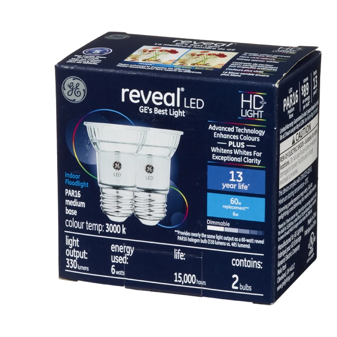 GE Reveal HD+ Colour-Enhancing 60W Replacement LED Indoor Floodlight PAR16 Light Bulbs (2-Pack) 1 GE Reveal HD+ Colour-Enhancing 60W Replacement LED Indoor Floodlight PAR16 Light Bulbs (2-Pack)