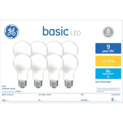 GE Soft White 60W Replacement LED General Purpose A19 Light Bulbs (8-Pack) 7 GE Soft White 60W Replacement LED General Purpose A19 Light Bulbs (8-Pack) -Globe Lite Shop 32285281a L