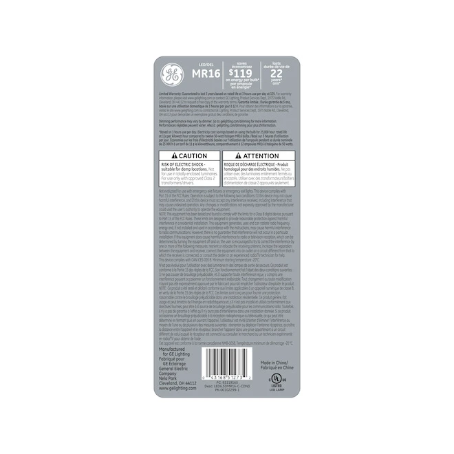 GE MR16 50W LED Indoor Floodlight Light Bulb - Warm White - 3-Pack 3 GE MR16 50W LED Indoor Floodlight Light Bulb - Warm White - 3-Pack - Image 3