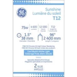 GE Sunshine 75W Fluorescent Fa8 Base 96-in T12 Light Bulbs (2-Pack)