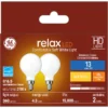 GE Relax HD Soft White 40W Replacement LED Decorative Globe White Candelabra Base G16.5 Light Bulbs (2-Pack)