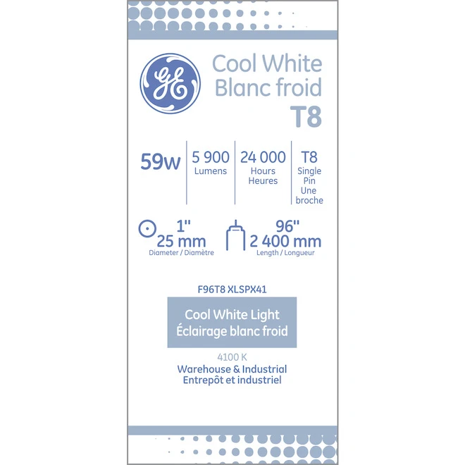 GE Cool White 59 W Fluorescent 96-in Single Pin T8 Light Bulb (2-Pack) 2 GE Cool White 59 W Fluorescent 96-in Single Pin T8 Light Bulb (2-Pack) - Image 2