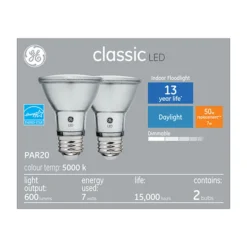 GE Daylight 50W Replacement LED PAR20 - 2 Pack
