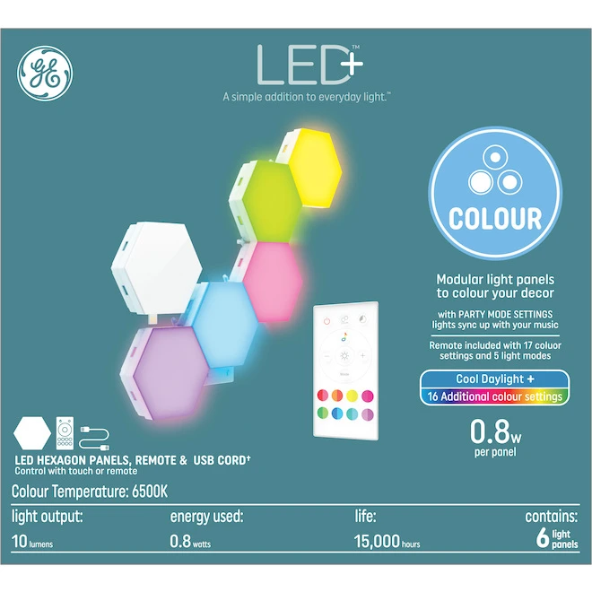 GE LED+ Color Changing Light Panel Kit 6-pack 3 GE LED+ Color Changing Light Panel Kit 6-pack - Image 3