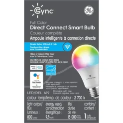 GE Cync Direct Connect Smart LED Bulb - Full Colour - 9.5 W Type A19 - 2700 K 7 GE Cync Direct Connect Smart LED Bulb - Full Colour - 9.5 W Type A19 - 2700 K -Globe Lite Shop 32285455b L