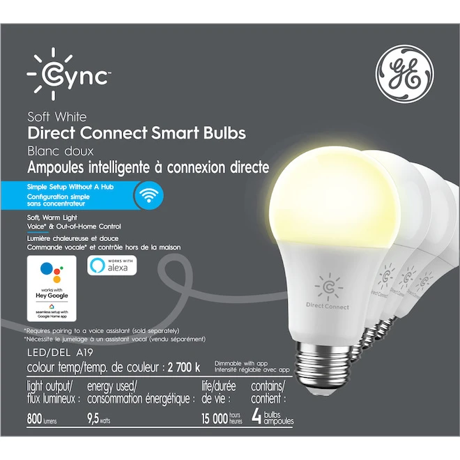 GE Cync 60-Watt EQ A19 Soft White Dimmable LED Light Bulb (4-Pack) 2 GE Cync 60-Watt EQ A19 Soft White Dimmable LED Light Bulb (4-Pack) - Image 2
