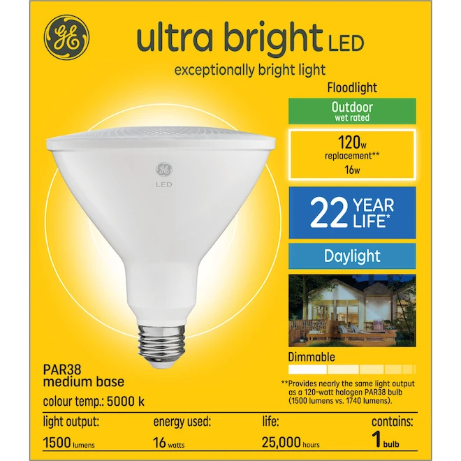 GE Ultra Bright 120-Watt EQ LED PAR38 Daylight Dimmable Flood Light Bulb (1-Pack) 2 GE Ultra Bright 120-Watt EQ LED PAR38 Daylight Dimmable Flood Light Bulb (1-Pack) - Image 2