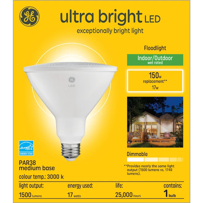 GE Ultra Bright 150-Watts EQ PAR38 Warm White Dimmable LED Light Bulb (1-Pack) 3 GE Ultra Bright 150-Watts EQ PAR38 Warm White Dimmable LED Light Bulb (1-Pack) - Image 3