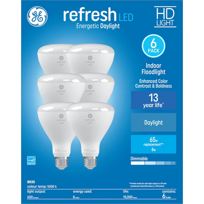 GE Lighting Refresh 65-Watt EQ LED BR30 Daylight Dimmable Flood Light Light Bulbs (6-Pack) 3 GE Lighting Refresh 65-Watt EQ LED BR30 Daylight Dimmable Flood Light Light Bulbs (6-Pack) - Image 3