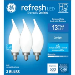 GE Lighting Daylight Bent Tip 60W LED Bulb, 3-Pack -Globe Lite Shop 32285558ba L