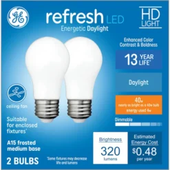 GE Lighting A15 40W Daylight LED Bulb, 2-Pack -Globe Lite Shop 32285560ba L