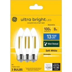 GE Lighting 100W Decorative Soft White LED Bulb, 3-Pack -Globe Lite Shop 32285591ba L