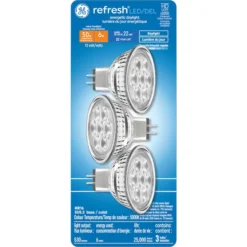 GE Refresh 50W EQ MR16 Energetic LED Bulb With GU5.3 Pin Base - 5000K - 3-Pack -Globe Lite Shop 32285620b L