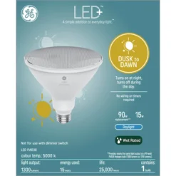 GE LED+ Motion Sensing Dust To Dawn Daylight 90W Replacement LED Outdoor Floodlight PAR38 Light Bulb (1-Pack) -Globe Lite Shop 32285638a L
