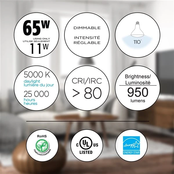 Luminus 65 Watt Equivalent BR30 Dimmable Bulb 5000K Daylight (6-Pack) 3 Luminus 65 Watt Equivalent BR30 Dimmable Bulb 5000K Daylight (6-Pack) - Image 3