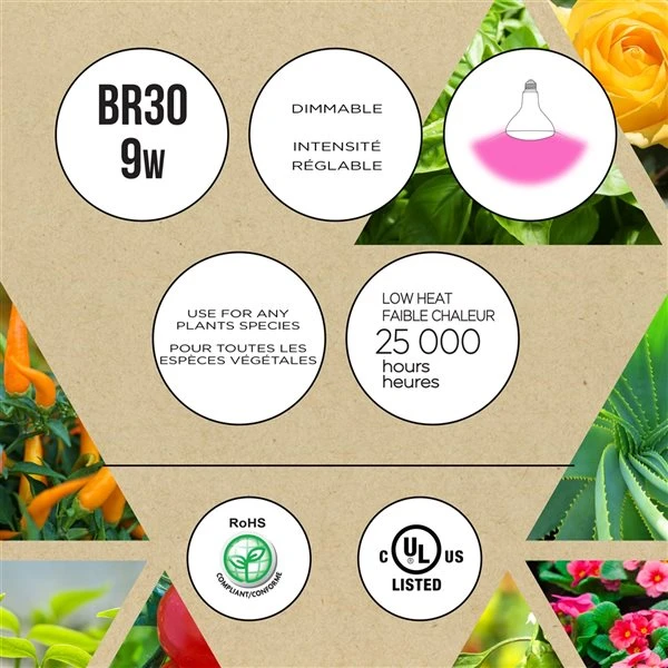 Luminus 9 Watt Equivalent LED BR30 Dimmable Grow Light Bulb (6-Pack) 1 Luminus 9 Watt Equivalent LED BR30 Dimmable Grow Light Bulb (6-Pack)