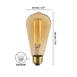 Luminus 60 Watt Equivalent ST19 Dimmable Vintage Filament Bulb 2200K Amber (6-Pack)