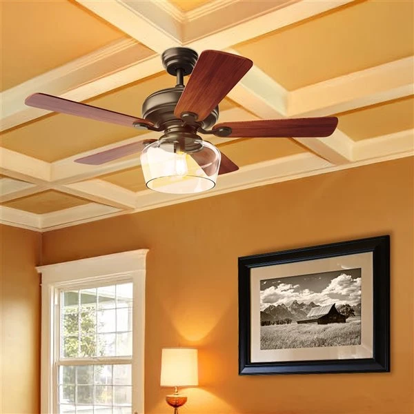 Costway 52-in Brown LED Indoor Ceiling Fan With Handheld Remote Control 5 Costway 52-in Brown LED Indoor Ceiling Fan With Handheld Remote Control - Image 5