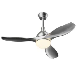 Costway Silver 48-in 3-Blade LED Indoor Downrod Mount Ceiling Fan With Handheld Remote Control