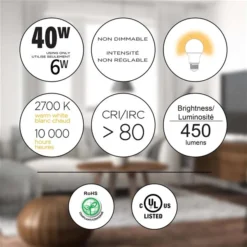 Luminus 40-Watt Equivalent A19 Warm White LED Light Bulbs (24-pack)