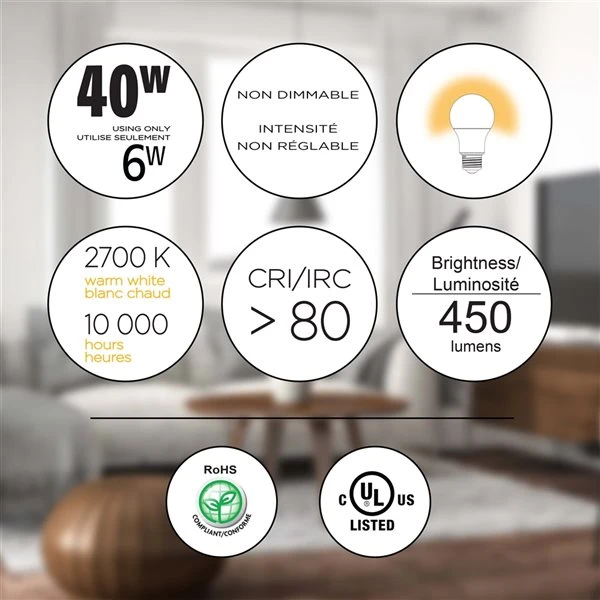 Luminus 40-Watt Equivalent A19 Warm White LED Light Bulbs (24-pack) 1 Luminus 40-Watt Equivalent A19 Warm White LED Light Bulbs (24-pack)