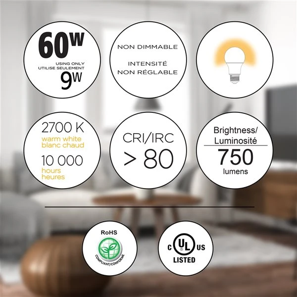 Luminus 60-Watt Equivalent A19 Warm White LED Light Bulbs (24-pack) 2 Luminus 60-Watt Equivalent A19 Warm White LED Light Bulbs (24-pack) - Image 2