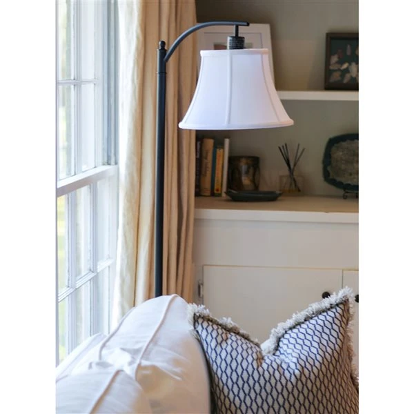 Cloth & Wire 8-in X 12-in Snow Fabric Drum Lamp Shade 2 Cloth & Wire 8-in X 12-in Snow Fabric Drum Lamp Shade - Image 2