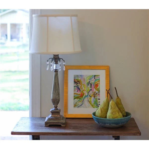 Cloth & Wire 10-in X 15-in Vanilla Linen Drum Lamp Shade 2 Cloth & Wire 10-in X 15-in Vanilla Linen Drum Lamp Shade - Image 2