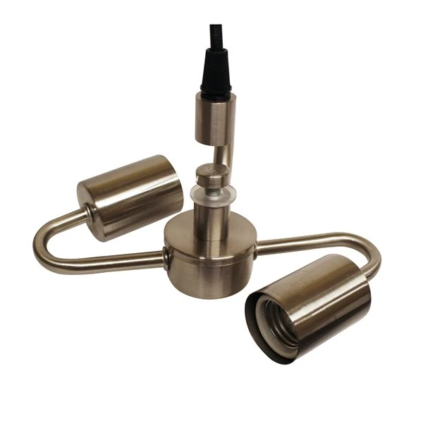 Cloth & Wire Brushed Nickel Indoor 2-Light Cord Pendant Stem Light Kit 2 Cloth & Wire Brushed Nickel Indoor 2-Light Cord Pendant Stem Light Kit - Image 2